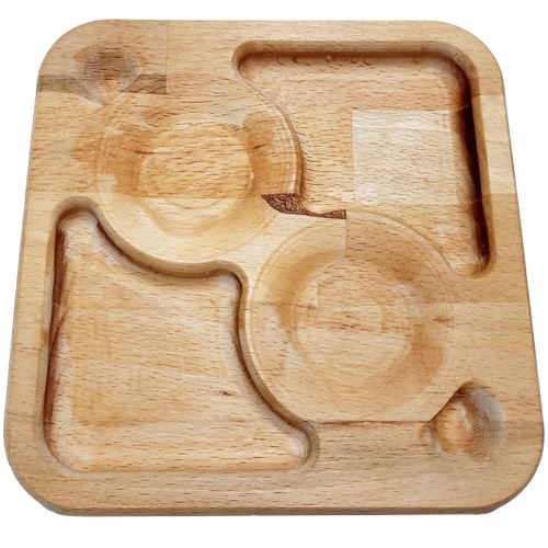 2 gözlü Kare Kahve Ağaç Sunum ve Servis Tepsisi